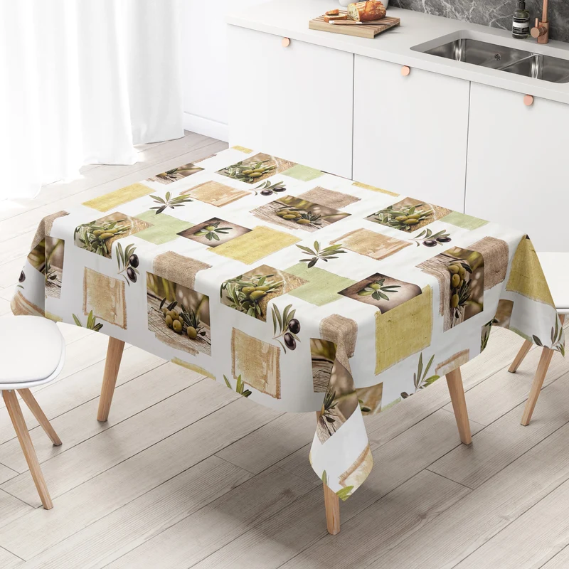 Wachstuch Tischdecke C145191 mediterran Oliven Holz eckig rund oval Meterware