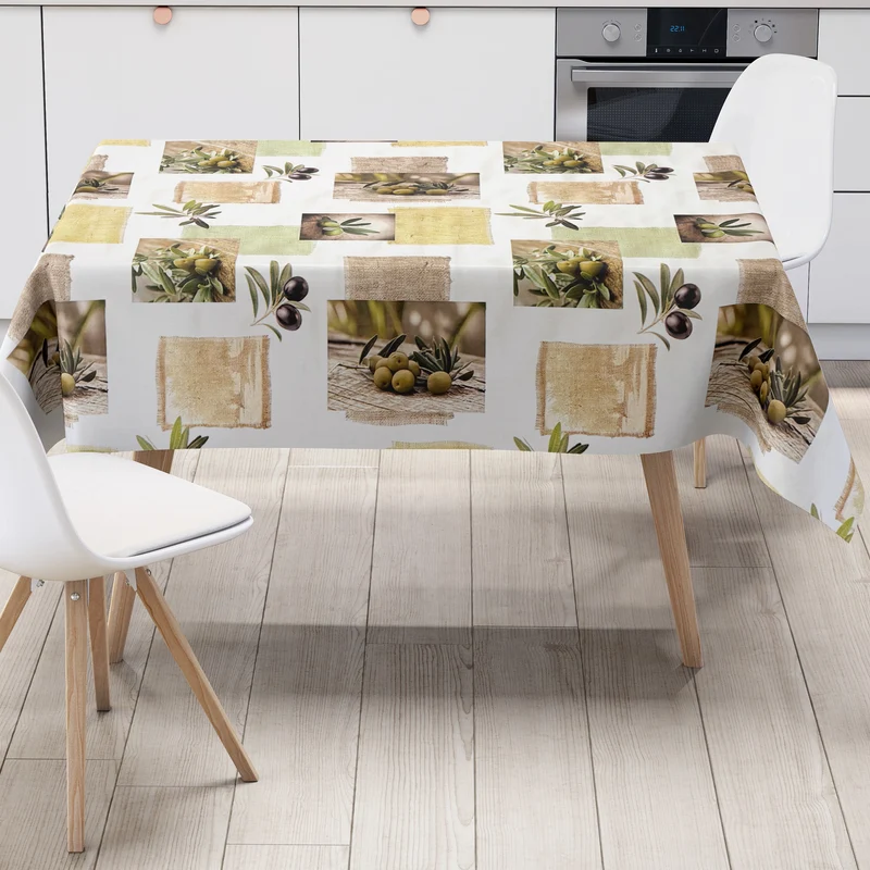 Wachstuch Tischdecke C145191 mediterran Oliven Holz eckig rund oval Meterware