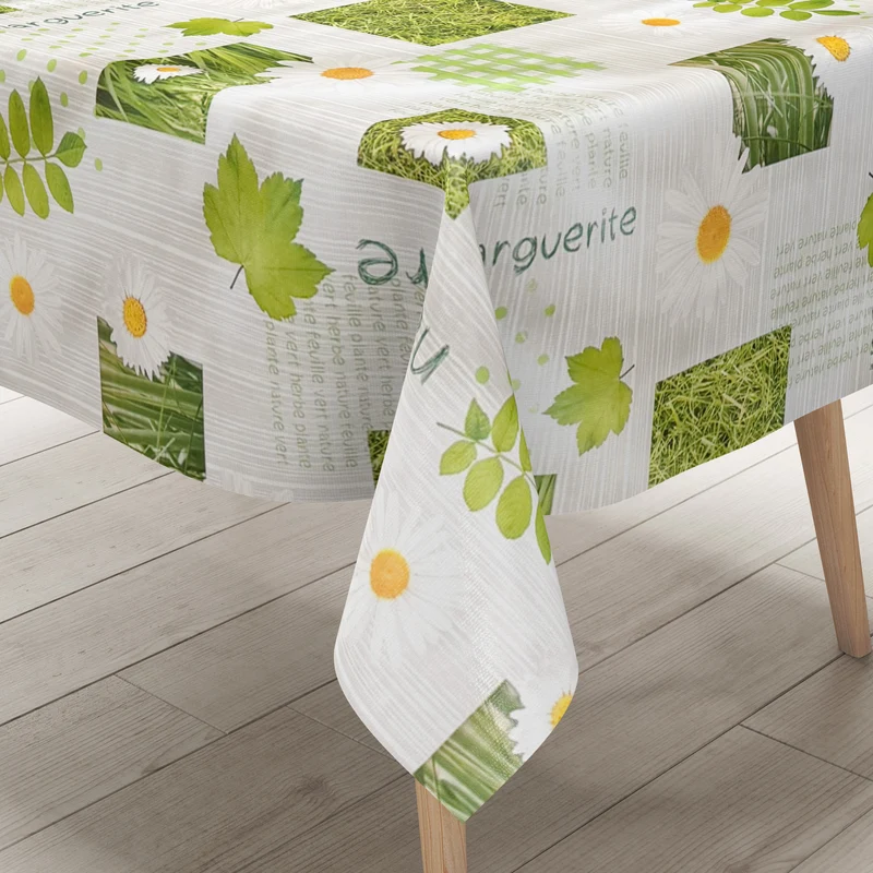 Wachstuch Tischdecke C145171 Margeriten auf Holz Patchwork eckig rund oval