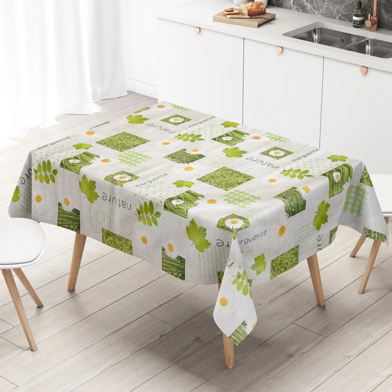Wachstuch Tischdecke C145171 Margeriten auf Holz Patchwork eckig rund oval