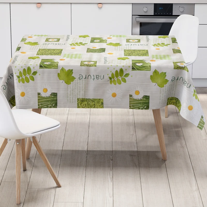 Wachstuch Tischdecke C145171 Margeriten auf Holz Patchwork eckig rund oval