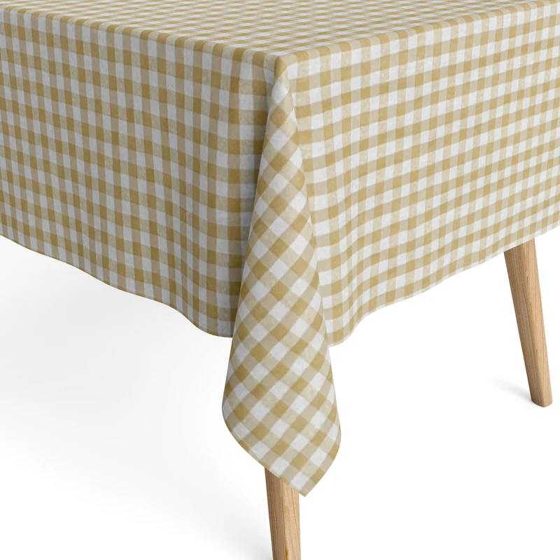 Jacquard Tischdecke beschichtete Baumwolle Fleckenschutz MENORCA C101 beige kariert eckig rund oval