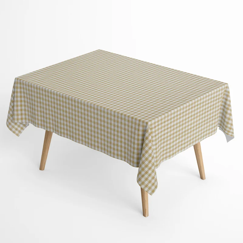 Jacquard Tischdecke beschichtete Baumwolle Fleckenschutz MENORCA C101 beige kariert eckig rund oval
