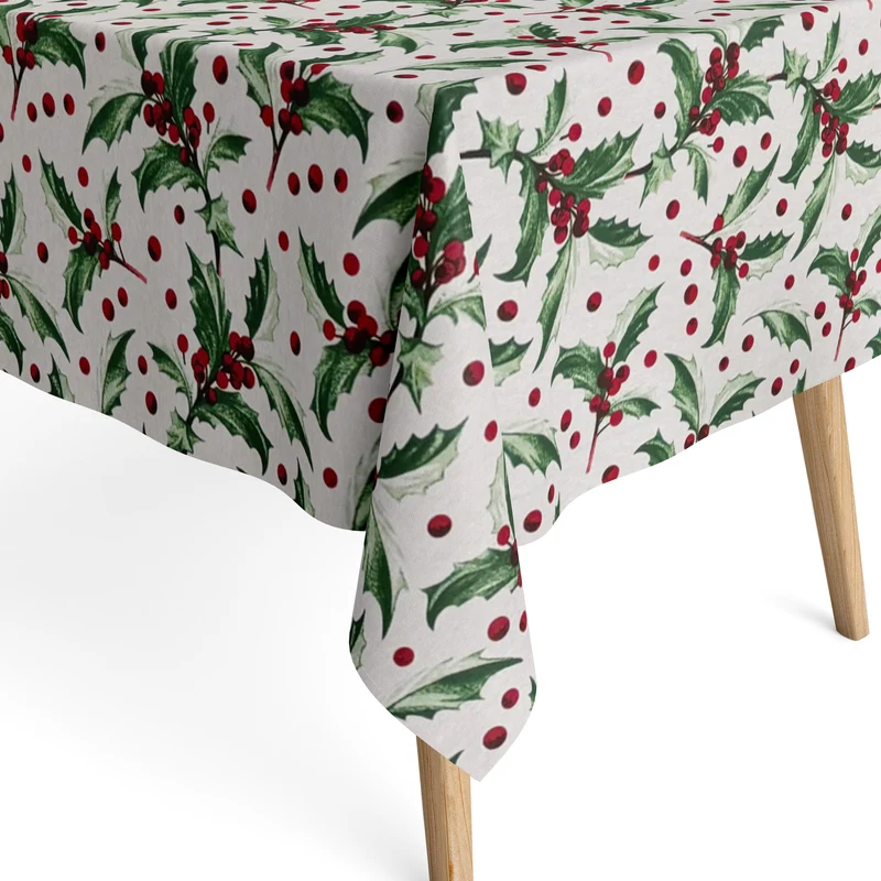 Jacquard Tischdecke beschichtete Baumwolle Fleckenschutz FECINA Weihnachten Christdorn Advent eckig rund oval