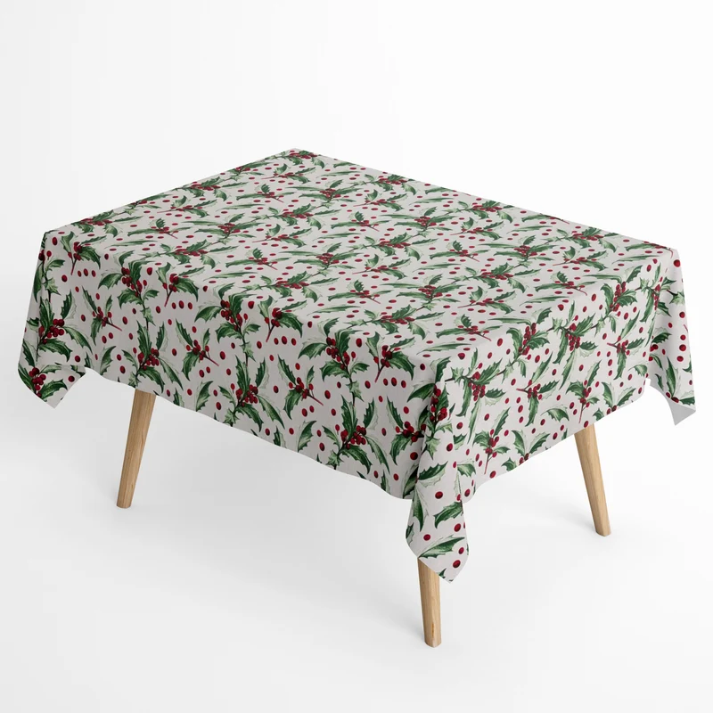 Jacquard Tischdecke beschichtete Baumwolle Fleckenschutz FECINA Weihnachten Christdorn Advent eckig rund oval