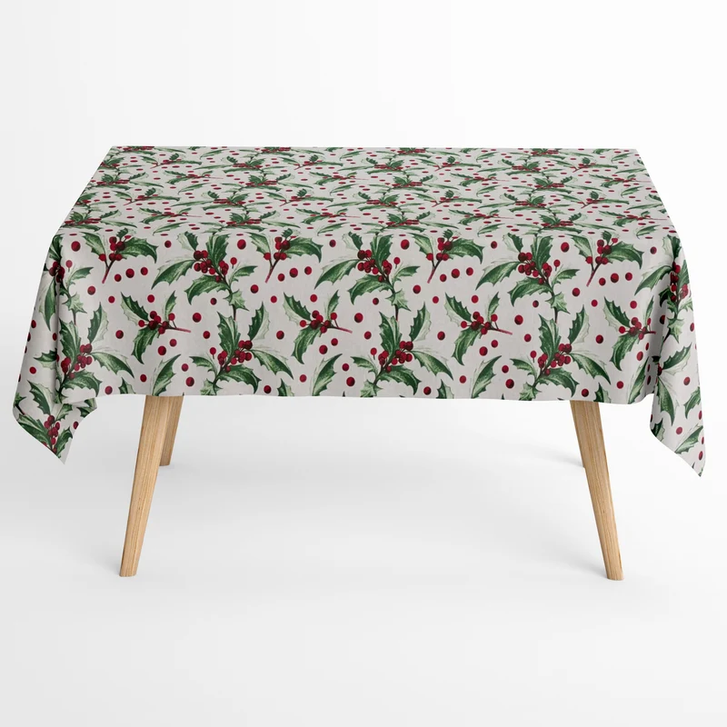 Jacquard Tischdecke beschichtete Baumwolle Fleckenschutz FECINA Weihnachten Christdorn Advent eckig rund oval