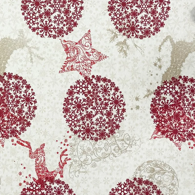 Jacquard Tischdecke beschichtete Baumwolle Fleckenschutz SNOW FLAKE Rentier Schneeflocken Weihnachten eckig rund oval