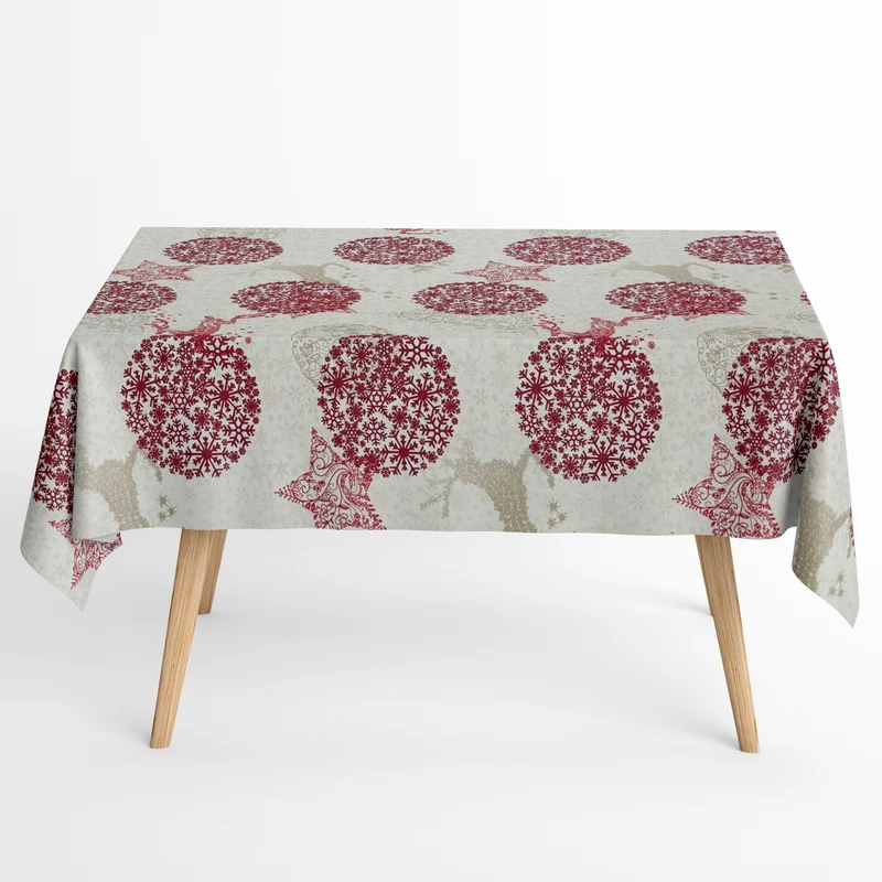 Jacquard Tischdecke beschichtete Baumwolle Fleckenschutz SNOW FLAKE Rentier Schneeflocken Weihnachten eckig rund oval