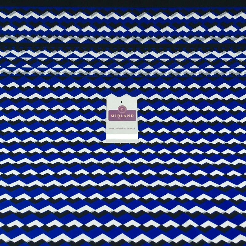 Blue Geometric Panel 80cm Stretch Ity Spandex Dress Fabric 147 cm M1200-2 Mtex