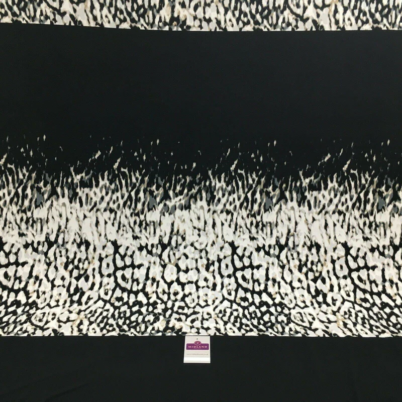 Black animal panel 90cm Panel Stretch Ity Spandex Dress Fabric 147 cm M1220-5