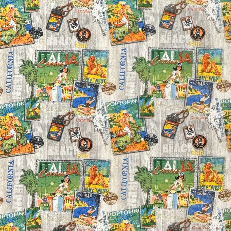 Jacquard Tischdecke beschichtete Baumwolle Fleckenschutz BONDI California Beach Italia Holz eckig rund oval
