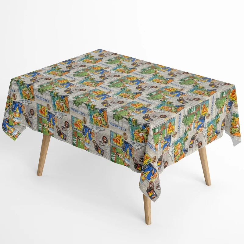 Jacquard Tischdecke beschichtete Baumwolle Fleckenschutz BONDI California Beach Italia Holz eckig rund oval