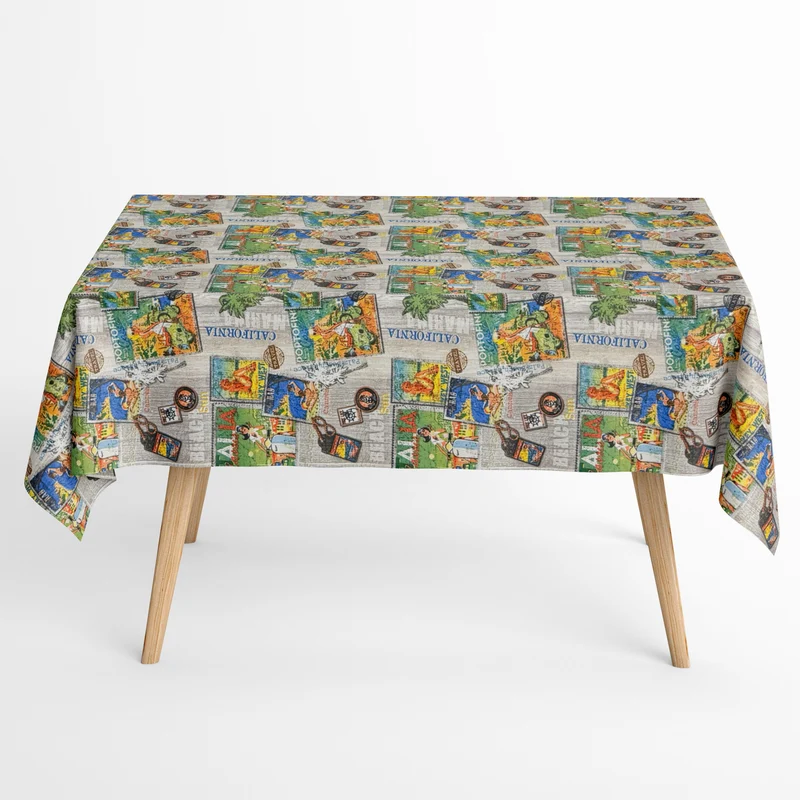 Jacquard Tischdecke beschichtete Baumwolle Fleckenschutz BONDI California Beach Italia Holz eckig rund oval