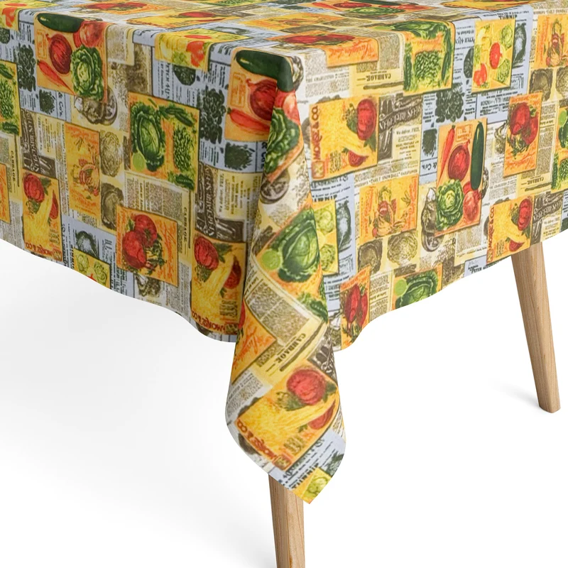 Jacquard Tischdecke beschichtete Baumwolle Fleckenschutz SAORIE Zeitung Gemüse eckig rund oval
