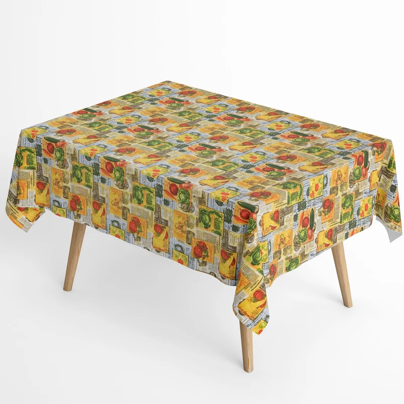 Jacquard Tischdecke beschichtete Baumwolle Fleckenschutz SAORIE Zeitung Gemüse eckig rund oval