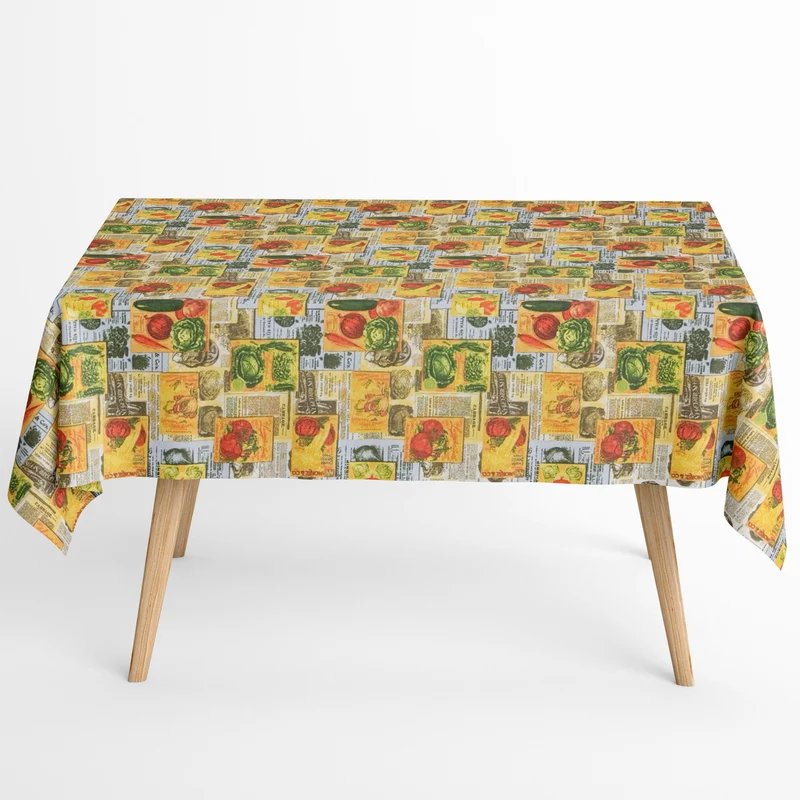 Jacquard Tischdecke beschichtete Baumwolle Fleckenschutz SAORIE Zeitung Gemüse eckig rund oval