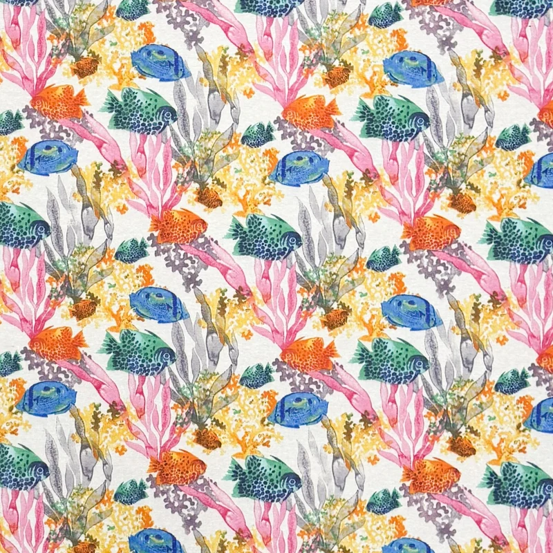Jacquard Tischdecke beschichtete Baumwolle Fleckenschutz NATADOLE martim Fische Korallen eckig rund oval