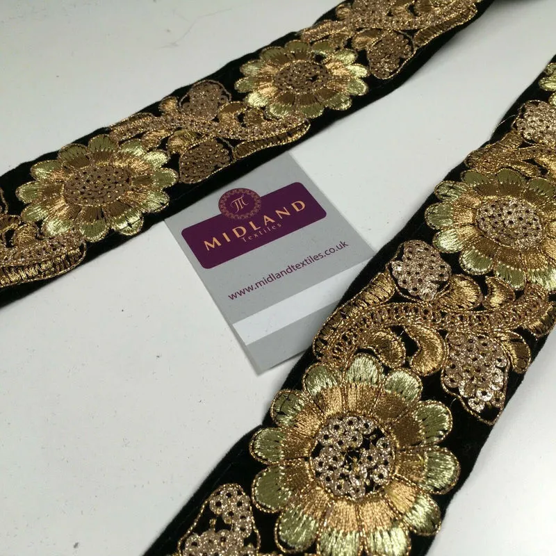 60mm Velvet floral embroidered border saree edging M1345