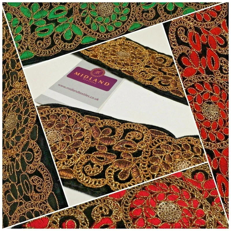60mm Velvet floral embroidered border saree edging M1344