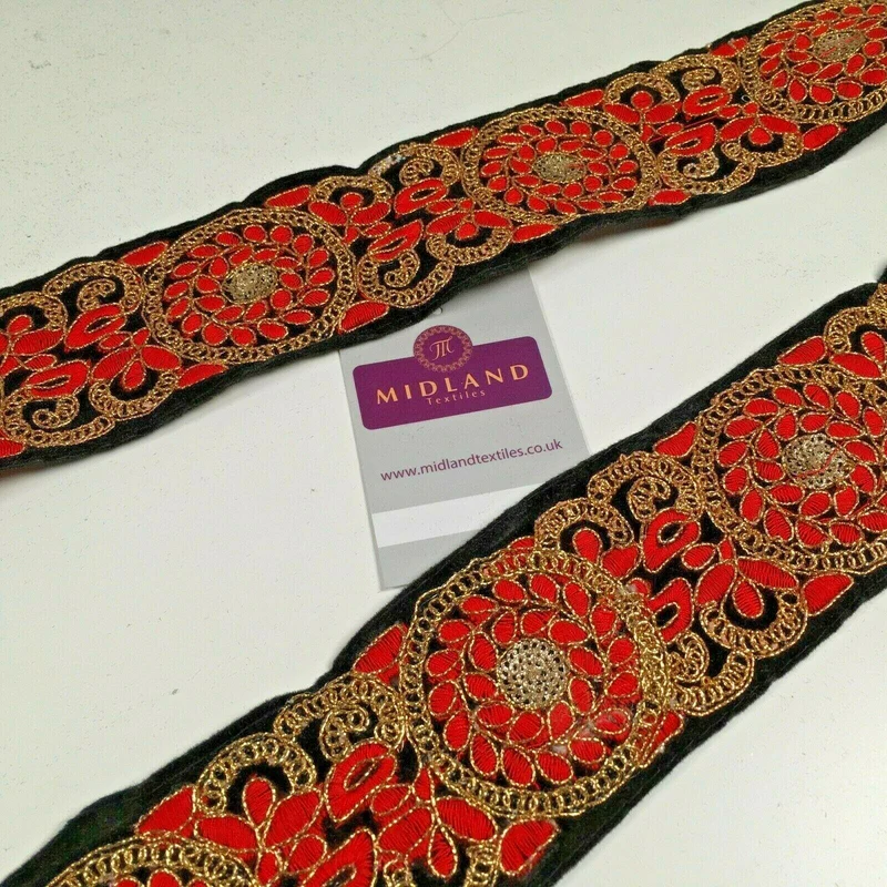 60mm Velvet floral embroidered border saree edging M1344