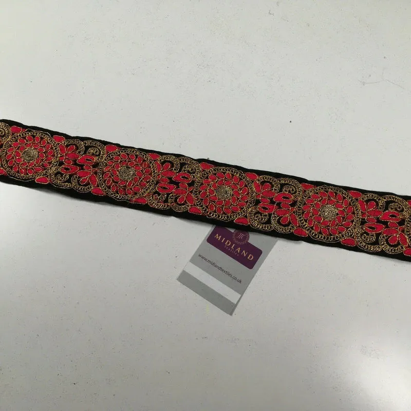 60mm Velvet floral embroidered border saree edging M1344