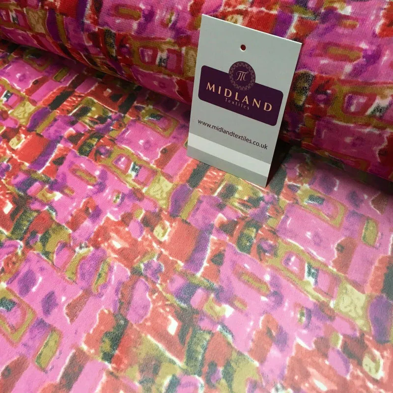 Cerise Printed Mosaic Crepe chiffon Dress Fabric 150 cm Wide MK1190-14 Mtex