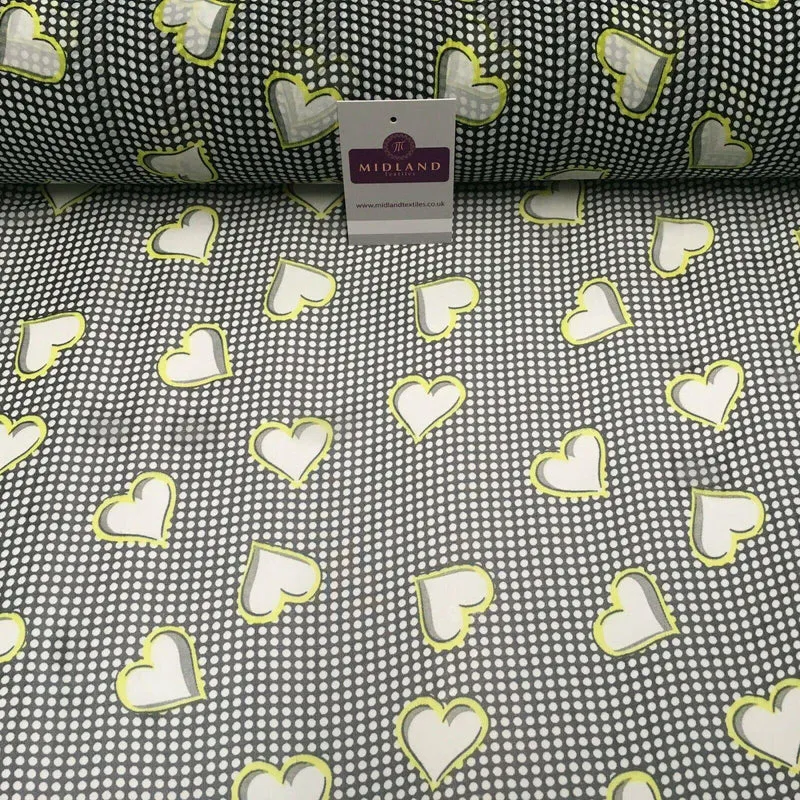 Black Yellow Heart Spot Printed Crepe chiffon Dress Fabric 150 cm MK1190-22 Mtex