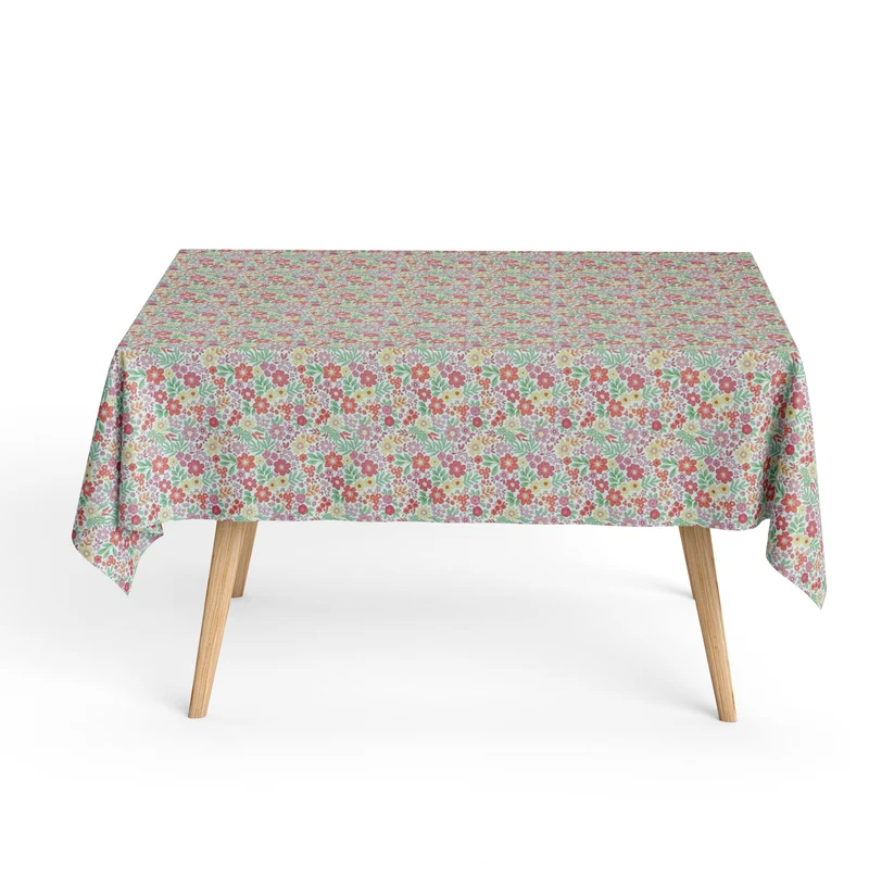Jacquard Tischdecke aus beschichteter Baumwolle mit Fleckenschutz DG156 bunte Blüten retro eckig rund oval