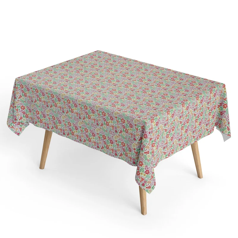 Jacquard Tischdecke aus beschichteter Baumwolle mit Fleckenschutz DG156 bunte Blüten retro eckig rund oval