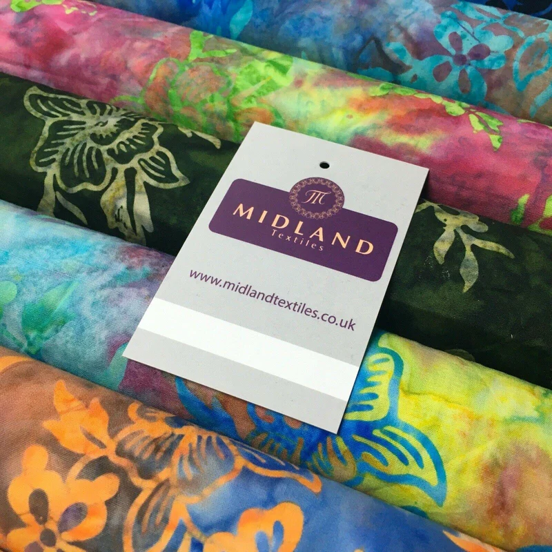 Floral Bali Batik Stamp Dyed Craft Cotton Fabric 110 cm MK1277 Mtex