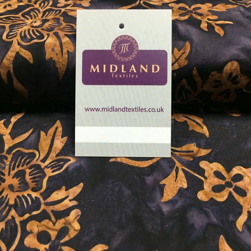 Floral Bali Batik Stamp Dyed Craft Cotton Fabric 110 cm MK1277 Mtex