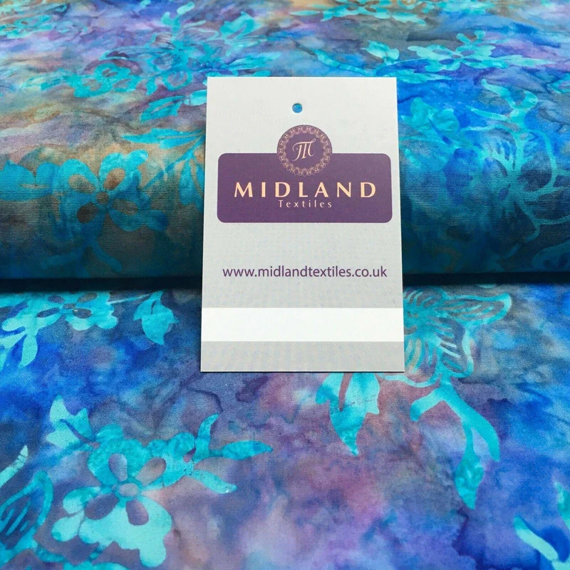 Floral Bali Batik Stamp Dyed Craft Cotton Fabric 110 cm MK1277 Mtex