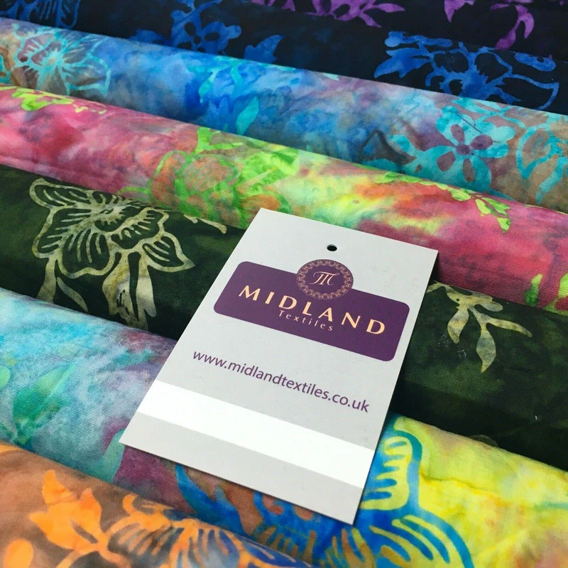 Floral Bali Batik Stamp Dyed Craft Cotton Fabric 110 cm MK1277 Mtex