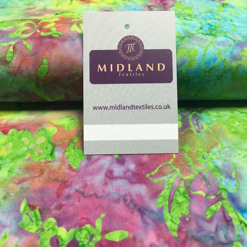 Floral Bali Batik Stamp Dyed Craft Cotton Fabric 110 cm MK1277 Mtex