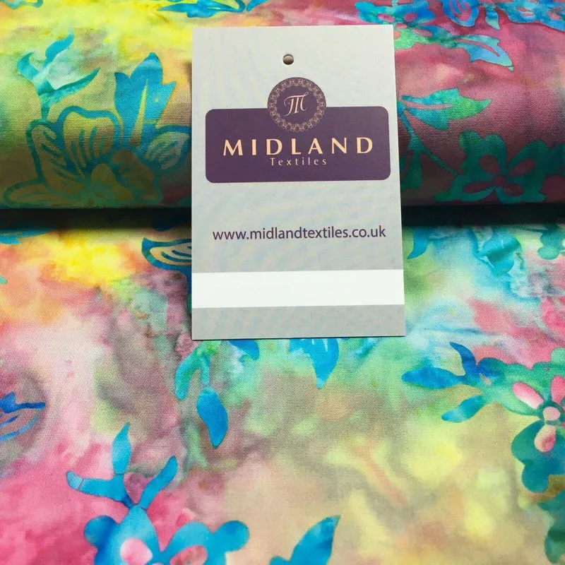 Floral Bali Batik Stamp Dyed Craft Cotton Fabric 110 cm MK1277 Mtex