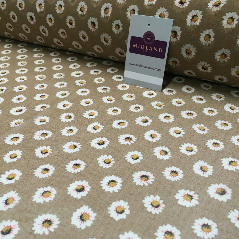 Beige Brown Floral Printed Crepe chiffon Dress Fabric 150 cm Wide MK1190-8