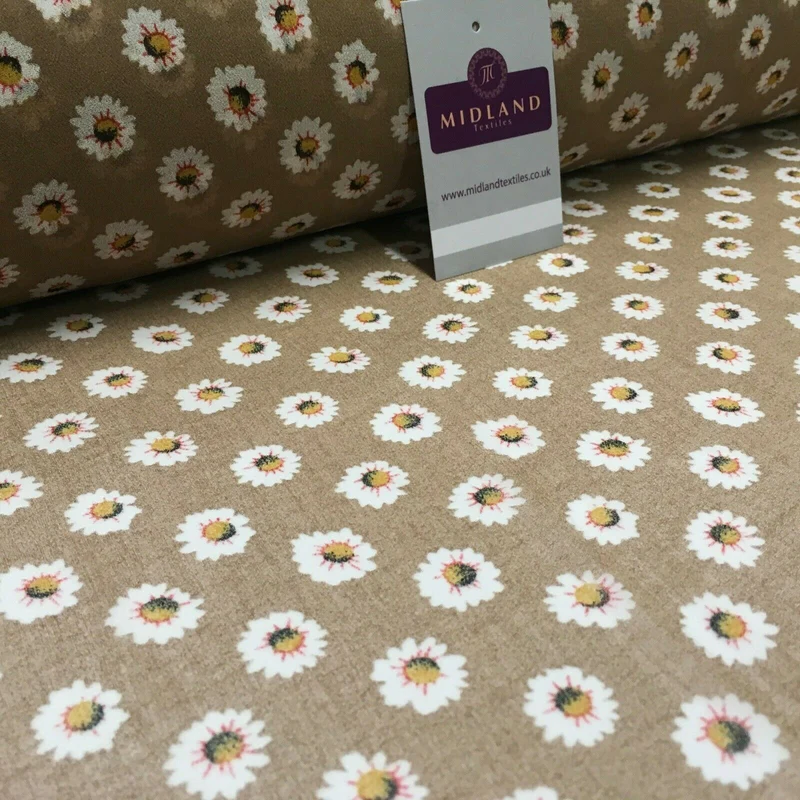 Beige Brown Floral Printed Crepe chiffon Dress Fabric 150 cm Wide MK1190-8
