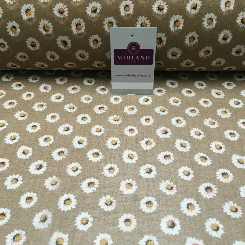 Beige Brown Floral Printed Crepe chiffon Dress Fabric 150 cm Wide MK1190-8