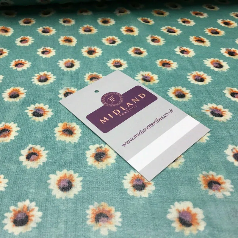 Aqua Green Floral Printed Crepe chiffon Dress Fabric 150 cm Wide MK1190-9 Mtex