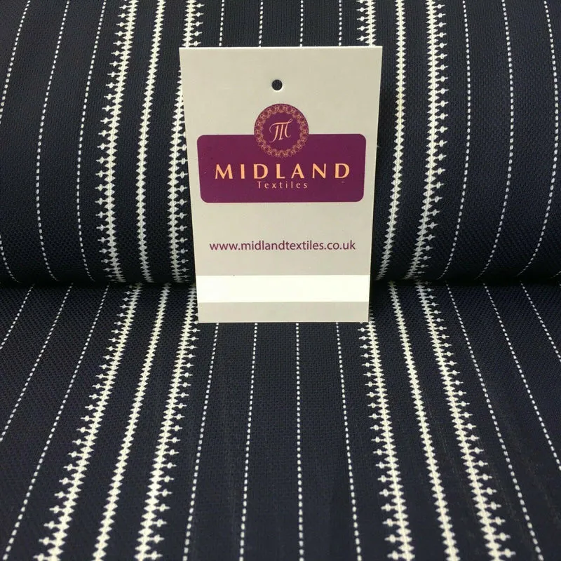 Navy Striped Printed soft Georgette twist voile Dress Fabric 147 Cm MK1185-13