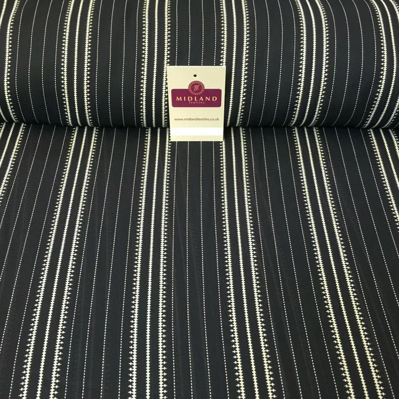 Navy Striped Printed soft Georgette twist voile Dress Fabric 147 Cm MK1185-13