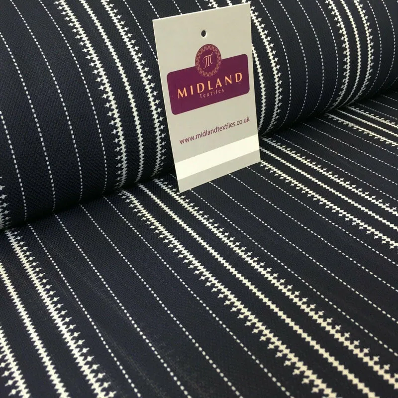 Navy Striped Printed soft Georgette twist voile Dress Fabric 147 Cm MK1185-13