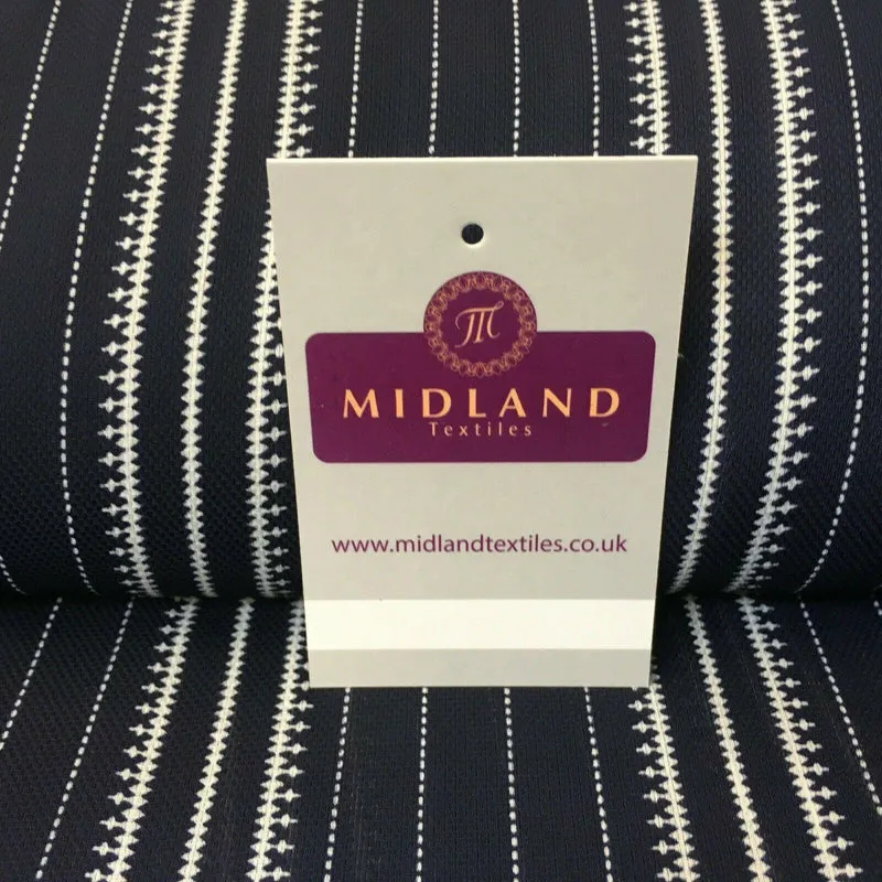 Navy Striped Printed soft Georgette twist voile Dress Fabric 147 Cm MK1185-13