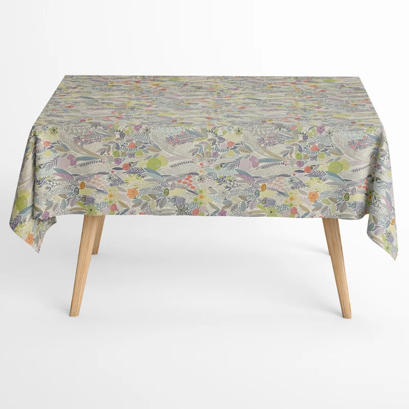 Jacquard Tischdecke beschichtete Baumwolle DP525 Blumenwiese abstrakt eckig rund oval