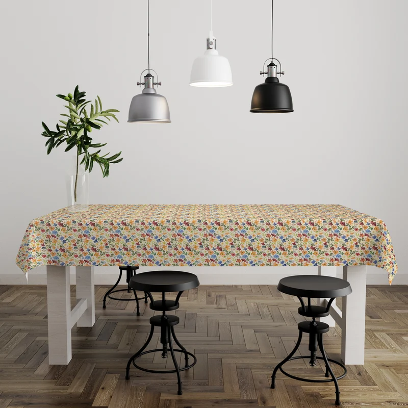 Jacquard Tischdecke beschichtete Baumwolle DP547 Primeln Blumen eckig rund oval