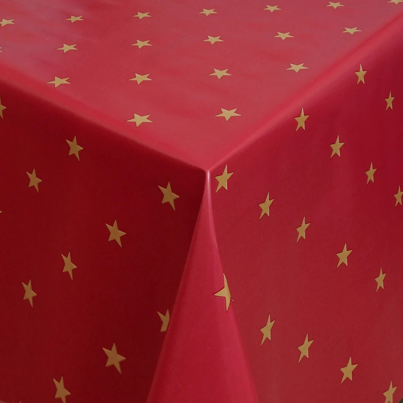 Wachstuch Tischdecke 01280-03 rot goldene Sterne Weihnachten Advent eckig rund oval