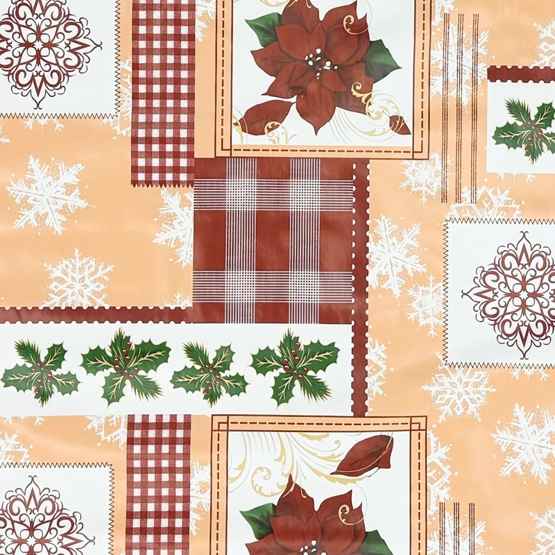 Wachstuch Tischdecke 01269-00 Weihnachten Schneeflocken Weihnachtsstern eckig rund oval