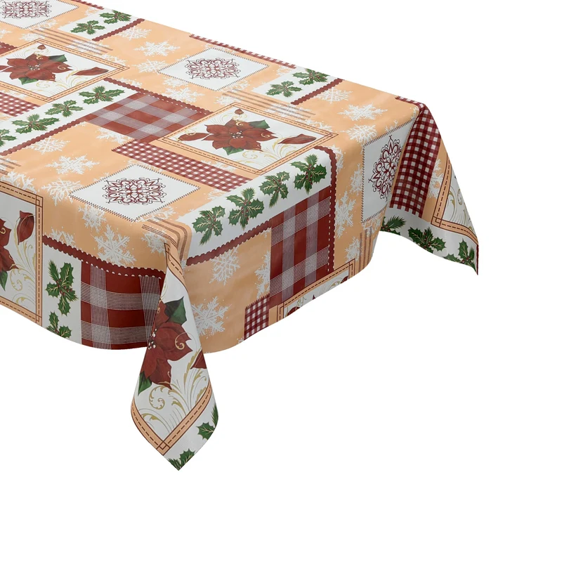 Wachstuch Tischdecke 01269-00 Weihnachten Schneeflocken Weihnachtsstern eckig rund oval