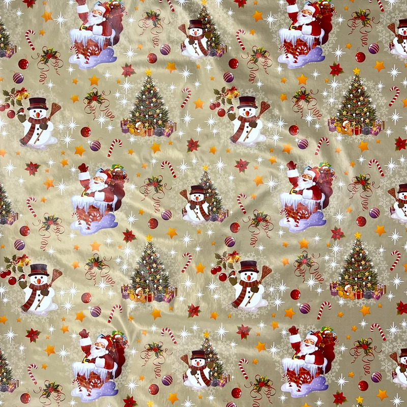 KEVKUS Wachstuch Tischdecke Weihnachten 01188-01 Schneemann Weihnachtsmann gold eckig rund oval