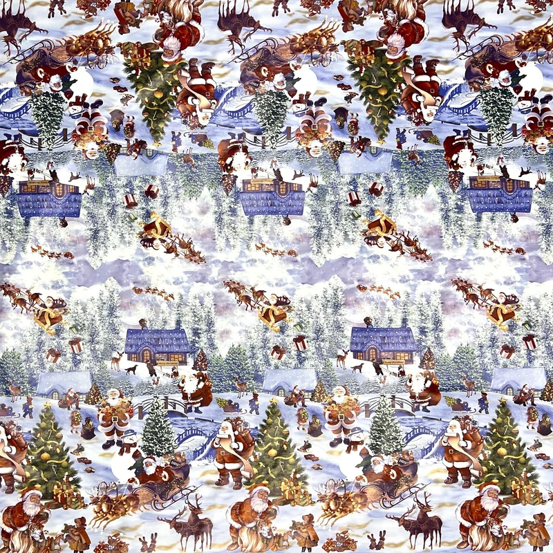 KEVKUS Wachstuch Tischdecke Weihnachten 01228-00 Bordürenmuster Winterdorf eckig rund oval